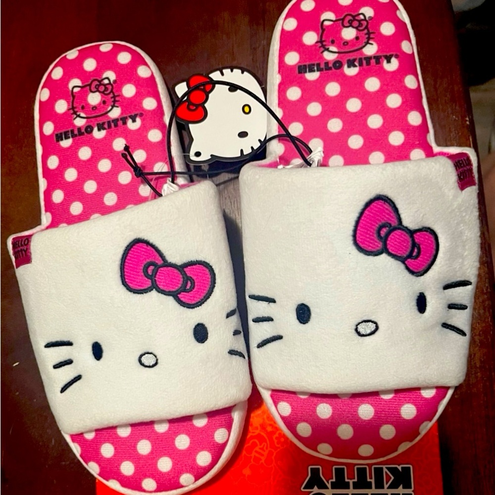 New! Adorable Hello Kitty slippers. Women’s size M (6-7) cozy